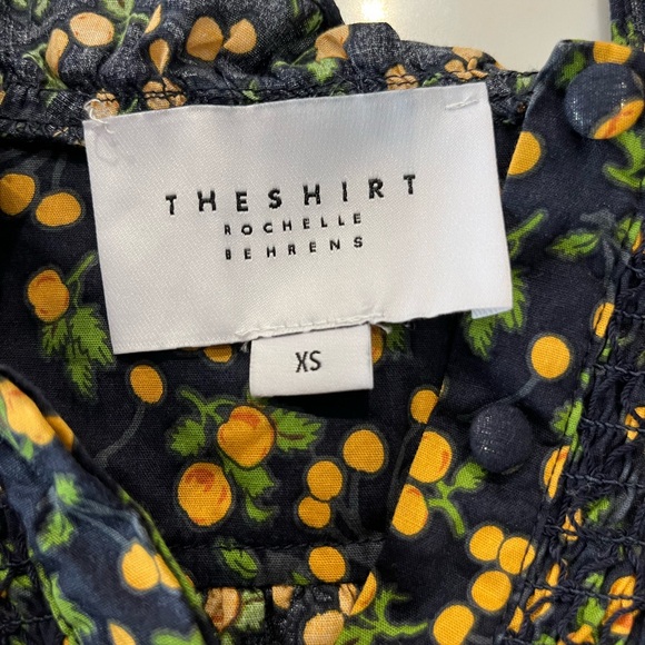 The Shirt by Rochelle Behrens Nicole top in  navy/orange smocking, long sleeve - Picture 5 of 8